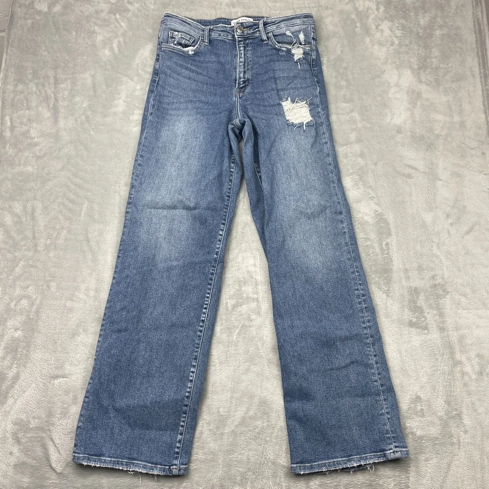 Flying Monkey Jeans Mens 31 (31x33) Blue Denim Distressed Straight Leg Outdoor